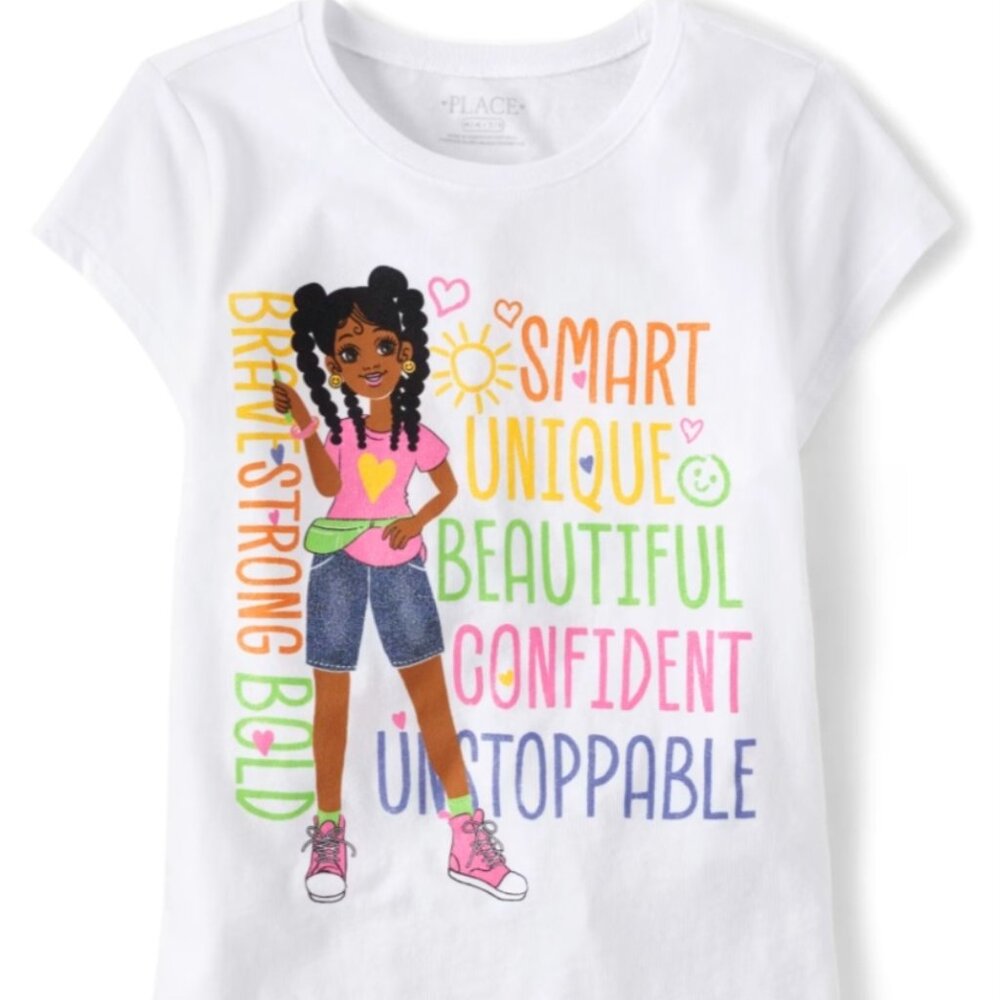 The Children’s Place Girls Positive Words Graphic Tee Size M (7/8)
